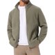 thumbnail image 1 of Chaqueta de felpa Inspire Chic para abrigo de invierno para hombres, con cuello alto, cremallera, suave, en color caqui, talla S, 1 of 5