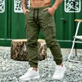 thumbnail image 6 of MXALUOB Men's Cargo Joggers Drawstring Cuffed Ankle Elastic Waist Pants with Multi Pockets Regular Fit Solid Color Pull On Trousers, 6 of 6