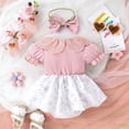 thumbnail image 5 of YUIVH Baby Girls Outfit Romper Jumpsuits Toddler Girls Short Sleeve Cartoon Solid Color Rompers Jumpsuits Baby Girl Floral Bodysuit Romper, 5 of 6