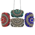 thumbnail image 3 of Womens Evening Clutch Purse Handbag Heavy Beaded Embroidered Evening Bag with Rhinestones, 3 of 15