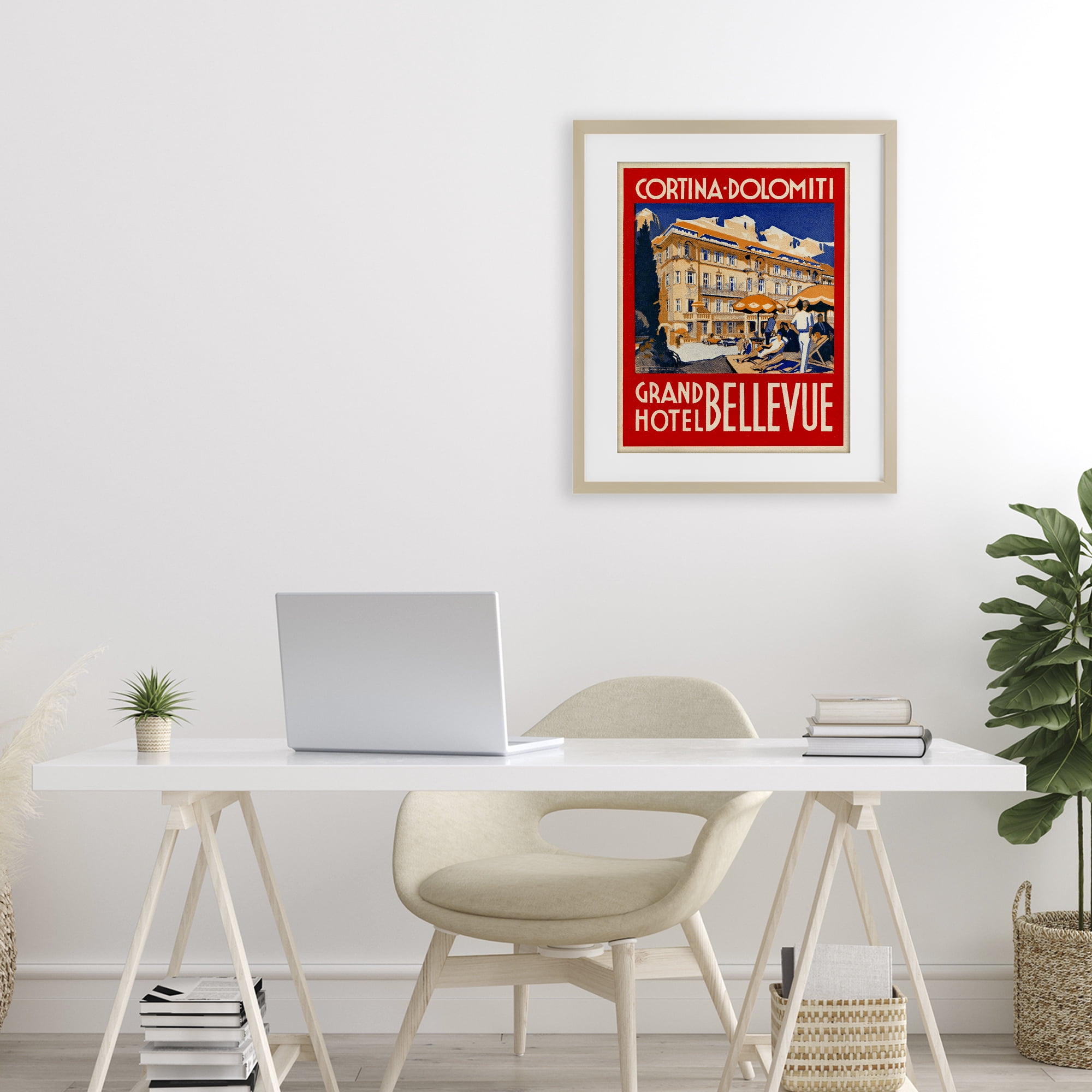 Stupell Industries Grand Hotel Bellevue Vintage Birch Framed Print Under Glass, design by Print Collection