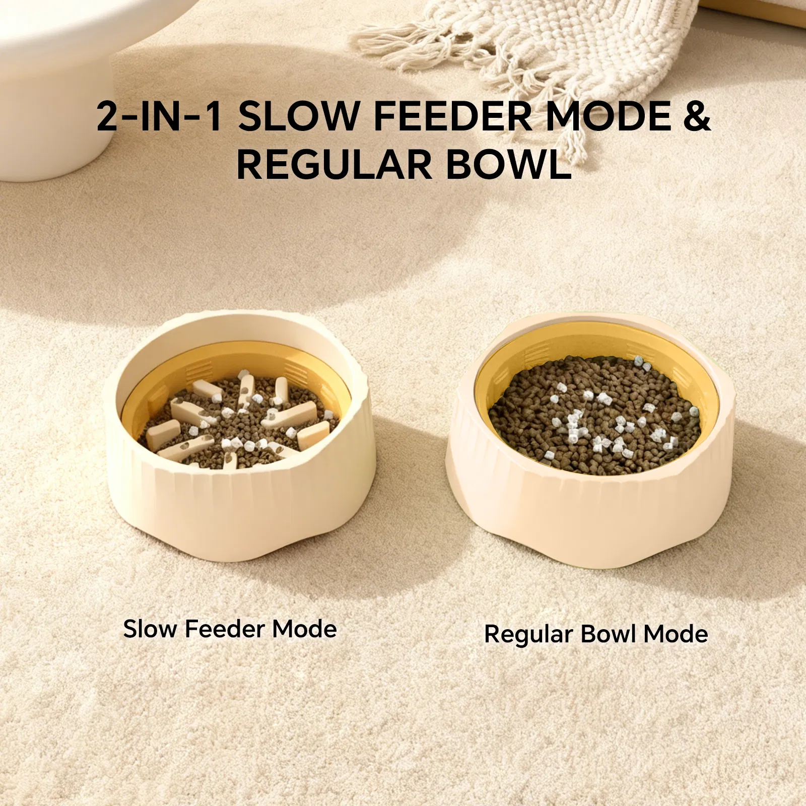 Blue 2-in-1 Slow & Fast Pet Feeding Bowl, Anti-Choke Maze Feeder with Non-Slip Base for Cats & Dogs