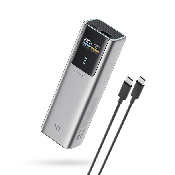 Batería externa CUKTECH 10 USB-C de 10000 mAh y 100 W con pantalla inteligente