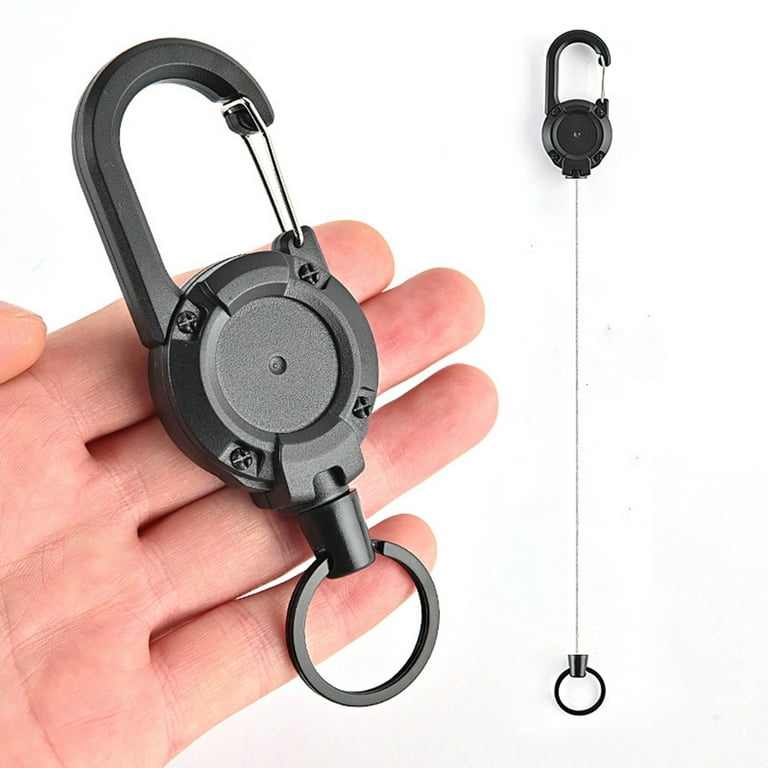 huanledash Key Ring Retractable Elastic Steel Wire Rope Snap Hook Clip  Portable Anti-lost Easy-to-pull Mountain-climbing Backpack Key Holder  Outdoor Supplies 