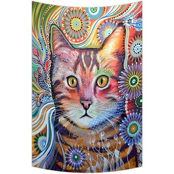 ZKGK Animals Kitten Cat Tapestry Wall Hanging Wall Decor Art for Living Room Bedroom Dorm Cotton ...