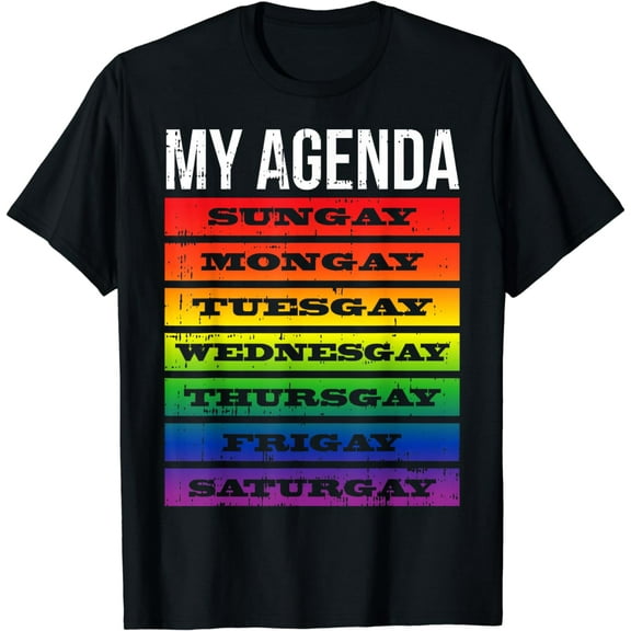 Gay Agenda Pride Rainbow Flag LGBTQ Funny LGBT Ally Gift T-Shirt