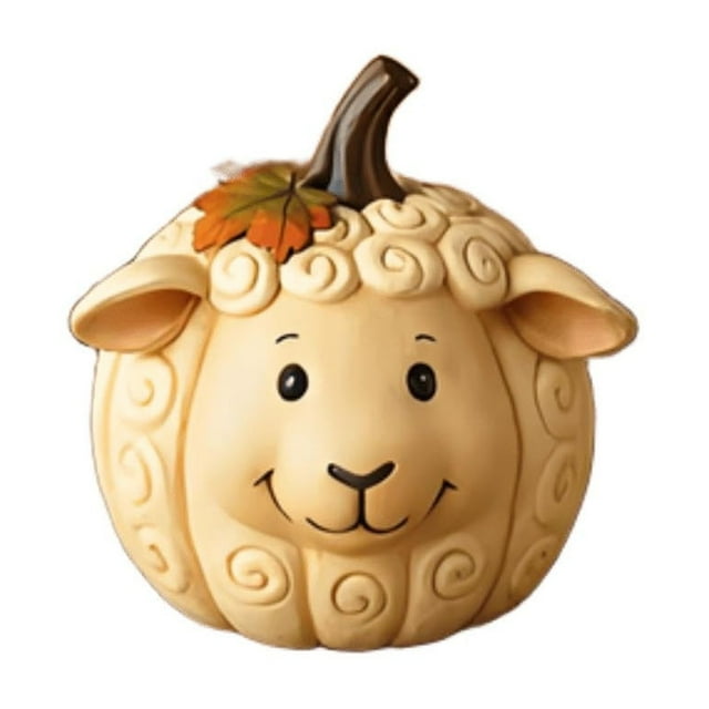 Décorations de Citrouille Extérieure Statue d'Animal de Ferme en Résine avec Base de Citrouille pour Porche Jardin Cour Table Intérieure Action de Grâce