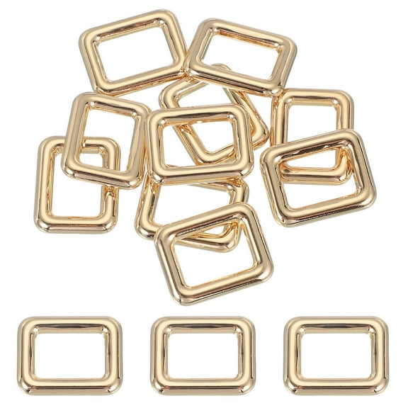 Uxcell Metal Rectangle Rings Buckle, Zinc Alloy Adjuster Sliders Webbing Strap Fasteners Gold 16mm