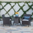 thumbnail image 2 of GDF Studio Healy Outdoor Wicker 3 Piece Round Bistro Set with Cushion, Multibrown and Light Brown, 2 of 13