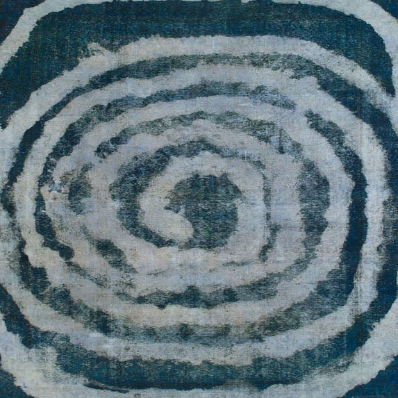 Ahgly Company Machine Washable Indoor Square Abstract Columbia Blue Area Rugs, 8' Square