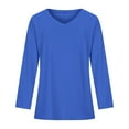 thumbnail image 4 of LYXSSBYX Women Long Sleeve Dress Hot Sale Clearance Women Casual Solid Long Sleeve Shoulder Drop V-Neck T-Shirt Blouse, 4 of 5