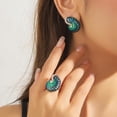 thumbnail image 2 of Fashionable high-end Alloy Enamel Stud Earrings Rings with Rhinestone Green Green DIY, 2 of 4