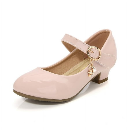 

Girls‘ High-heeled Shoes Four Seasons British School Student Shoes Single-layer Shoes Children‘s Performance Ballet Shoes