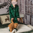 thumbnail image 2 of Venta caliente de ropa familiar unisex a juego, conjuntos de pijamas navideños de terciopelo suave para niños y niñas, conjuntos de pijamas navideños con volantes para bebés, 2 of 5