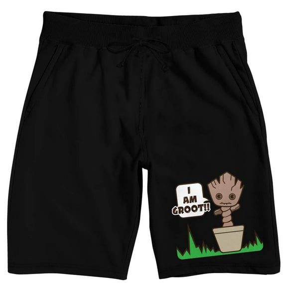 Marvel Kawaii I Am Groot Men's Black Lounge Shorts-XXL