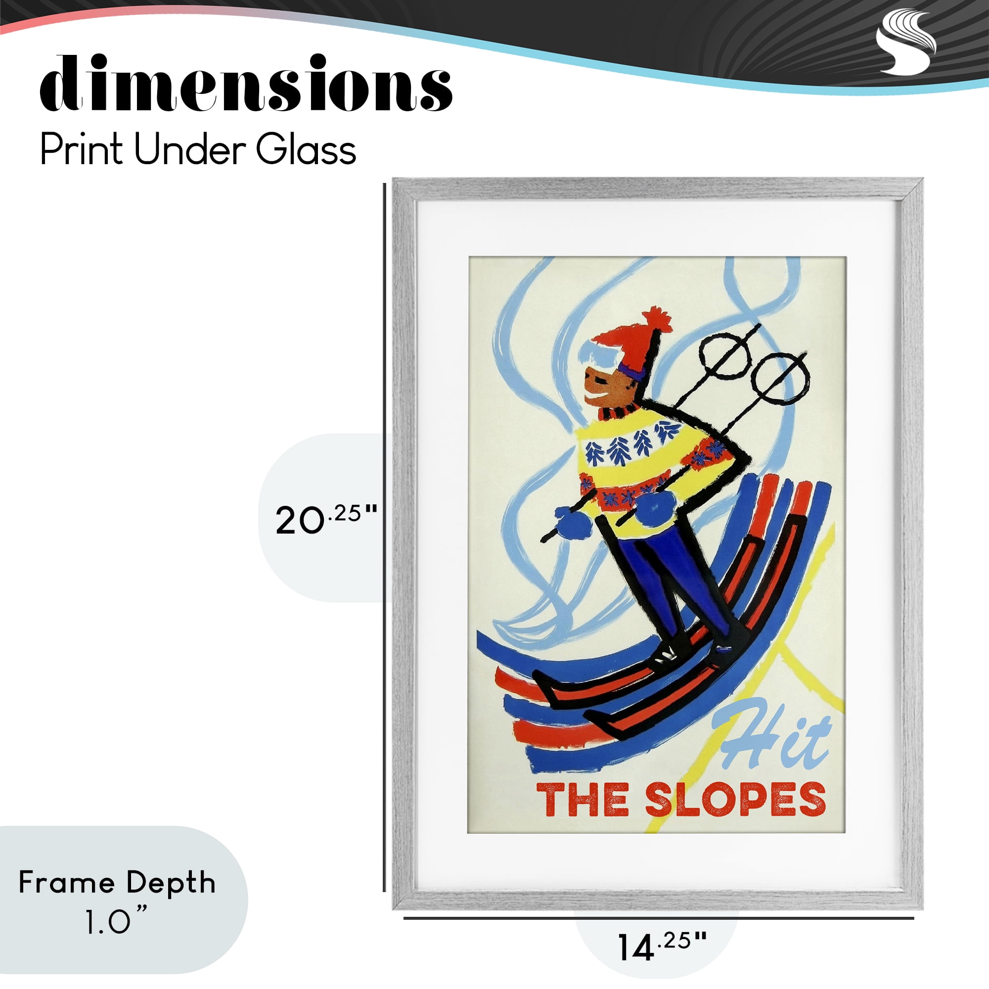 Stupell Industries Vintage Hit The Slopes Gray Framed Print Under Glass, design by Grotto Studios