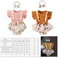 thumbnail image 2 of Conjuntos Florales De Verano Para Niña Recién Nacida, Camiseta Acanalada Con Mangas Con Volantes Y Pantalones Cortos Con Tirantes Y Diadema Methold AP007044-02, 2 of 6
