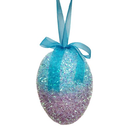 Way to Celebrate Easter Blue & Purple Ombre Tinsel Egg Ornament