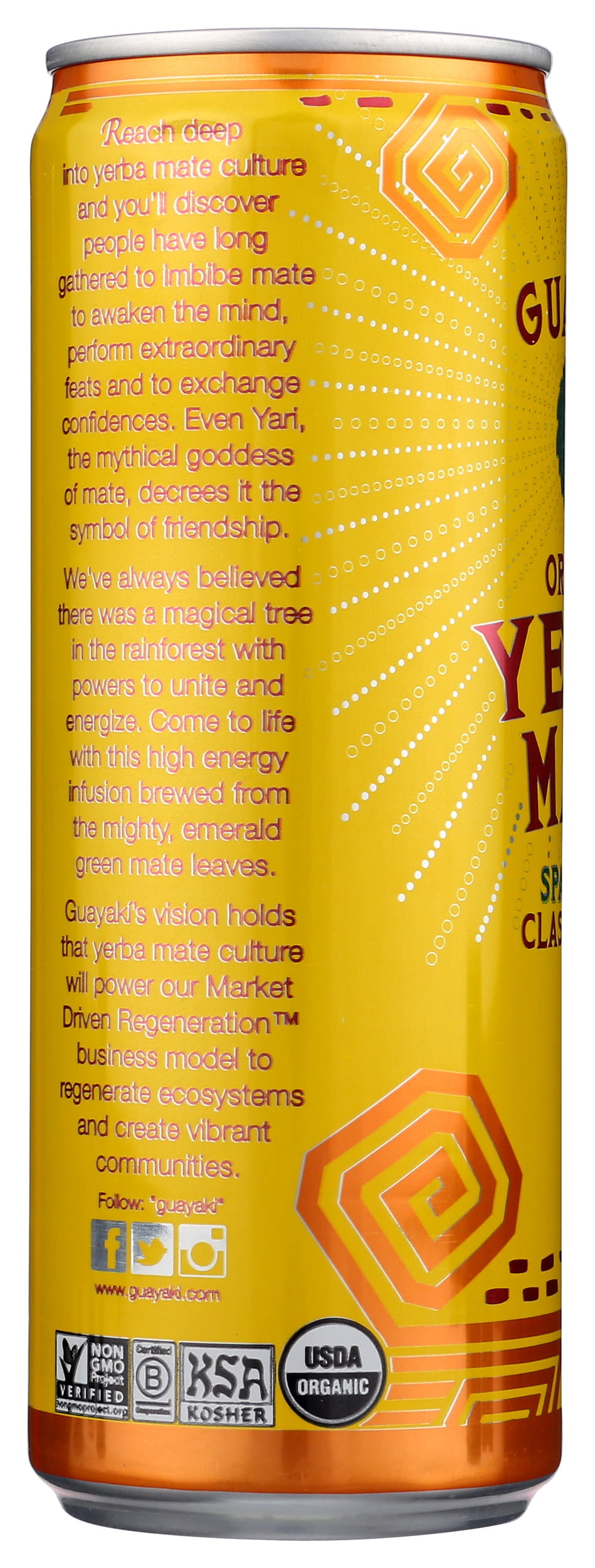 Pack of 12, Guayaki Yerba Mate Sparkling Classic Gold, 12 fl oz