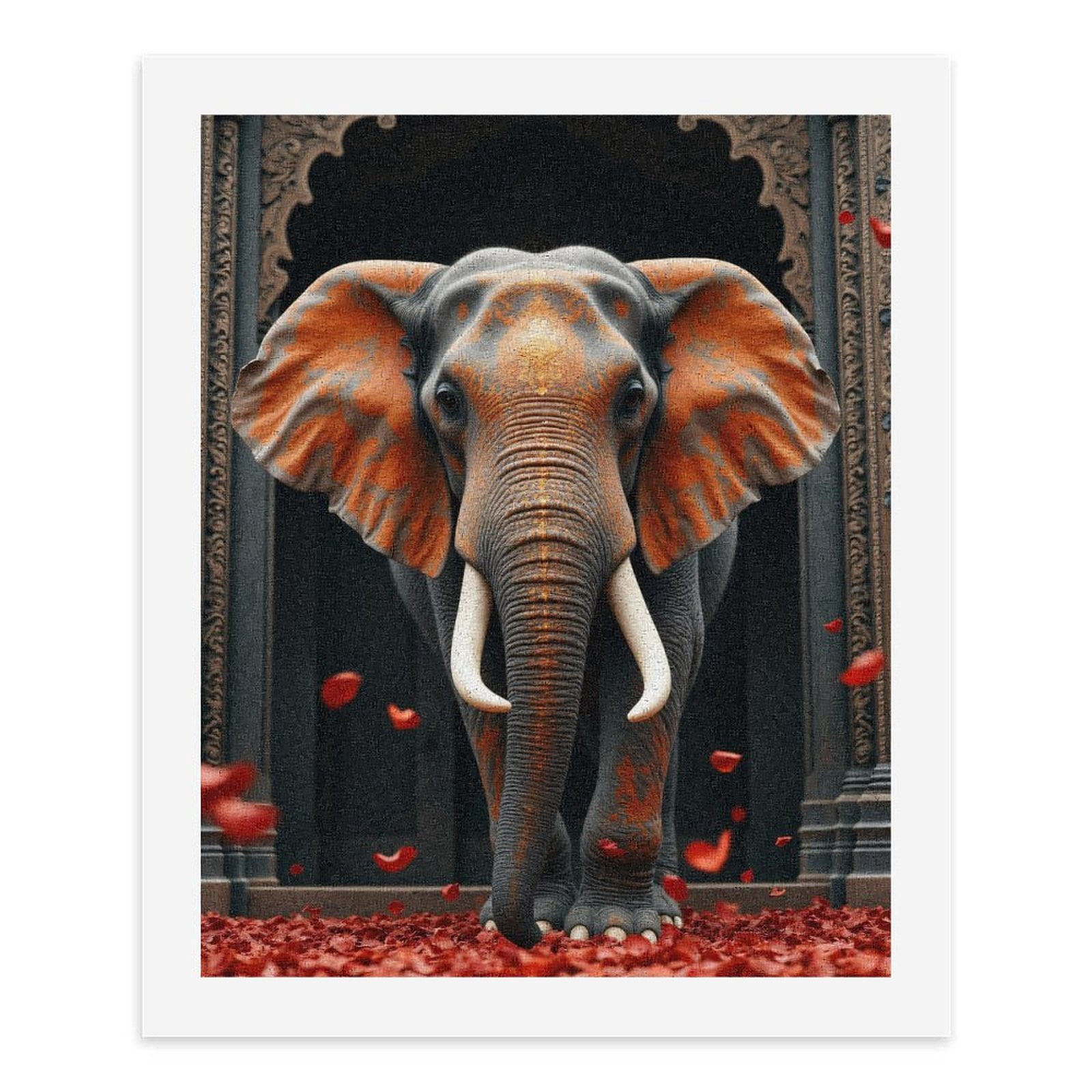 Paint By Numbers Kit for Adults Beginner - DIY Elephant Regal Petals Architecture Canvas Painting Kits for Adults, Frameless Paint By Number for Adults for Home Wall Decor 16x20 Inch