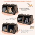 thumbnail image 5 of Pefilos 40" Portable Twin Compartment Show House Cat Cage/Condo, Fold Kennel Dog Travel Crate with Carry Bag, 2 Removable Hammocks and Collapsible Litter Box, Brown, 5 of 9