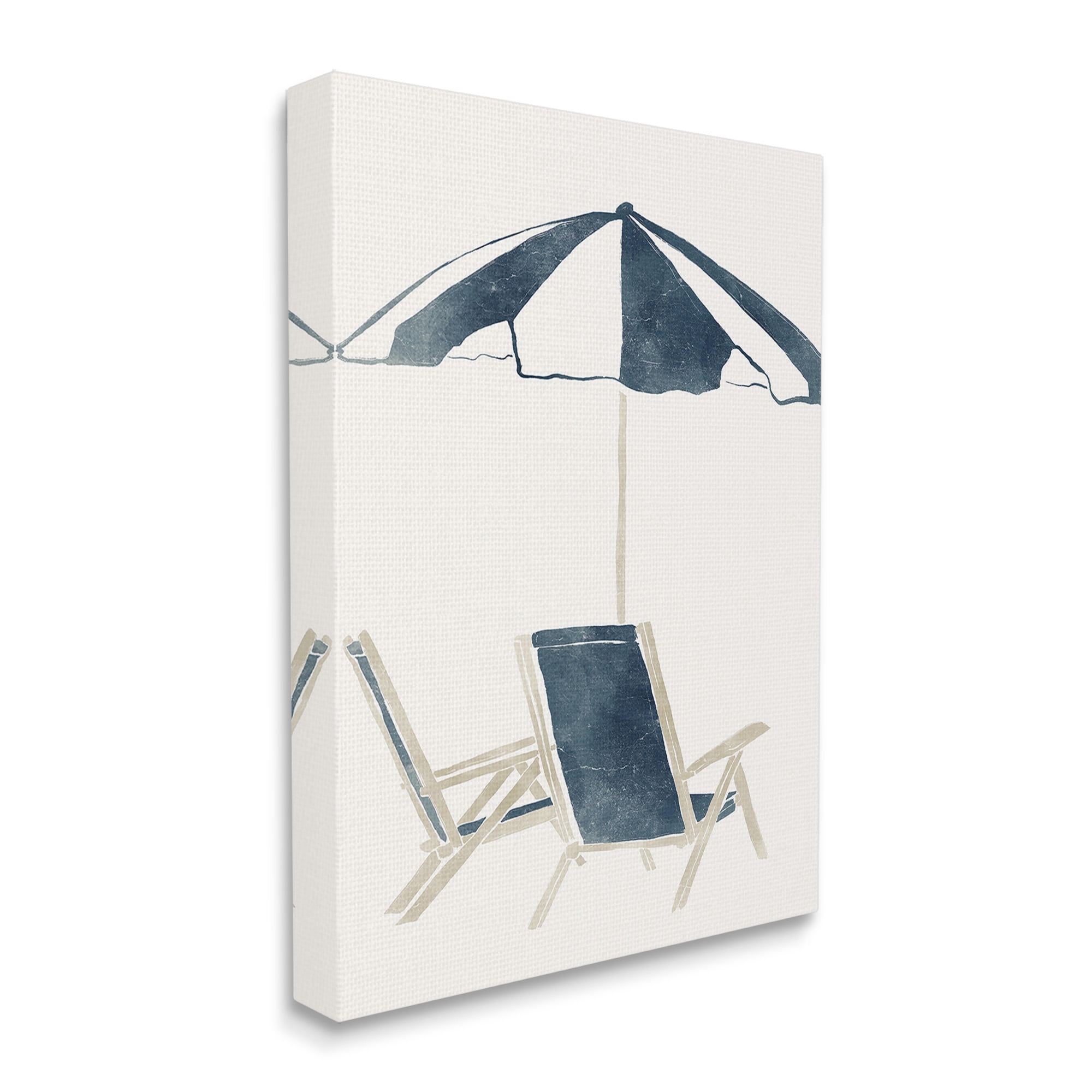 Stupell Industries Minimal Beach Umbrella & Chairs Nature Painting Gallery Wrapped Canvas Art Print Wall Art, 24 x 30