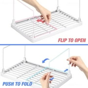 NiHome 4Pack Stackable Plastic Kitchen Storage Shelf Foldable Rack, White Kitchen Cabinet Organizer and Storage Shelves Stackable Expandable Storage Racks for Counter Cabinet Pantry
