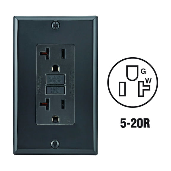 Leviton SmartLockPro Self-Test 20A GFCI Outlet With Wall Plate