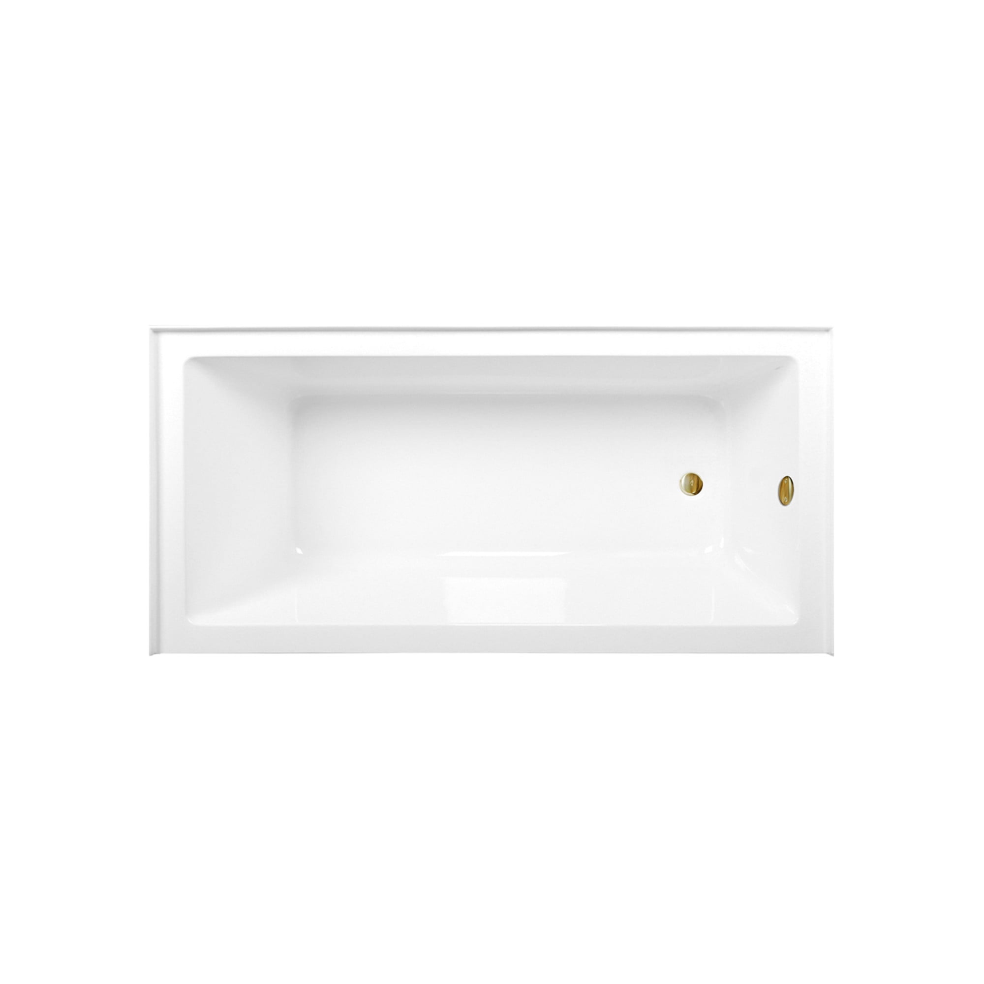 Aqua Eden CVTAP663222R7 66" Acrylic Rectangular 3-Wall Alcove Tub, Right Hand Drain, Glossy White/Brushed Brass