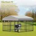 thumbnail image 6 of Large Outdoor Dog Kennel, 10x10FT Dog Kennel Outside with 2 Stainless Steel Bowl, Waterproof Cover, Iron Guardrails, Outdoor Dog Enclosures for Large Dogs, 6 of 7
