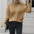 thumbnail image 4 of LEBONYARD V-Neck Sweaters for Women,Womens Sweaters Clearance Sales 2024,Women's Design Button Sweater Women's Loose and Winter Long Sleeve Knit Sweater Yellow L, 4 of 6