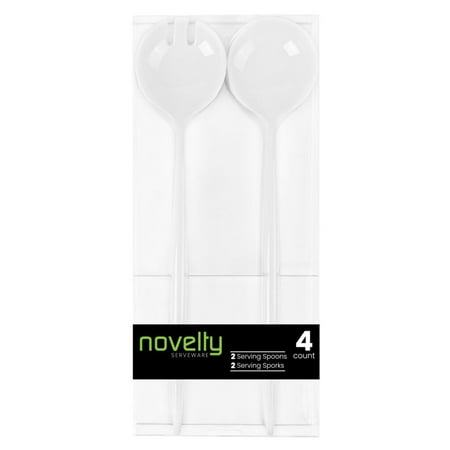 

4 Piece Set of Novelty Serving Spoon & Spork White for Dinner Parties Wedding Thanksgiving