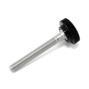 X 1-1/2" Stainless Steel - Black Knurled Round Plastic - Fine Thread - Length: 1.500" - Proudly Built In - Package Of (10)