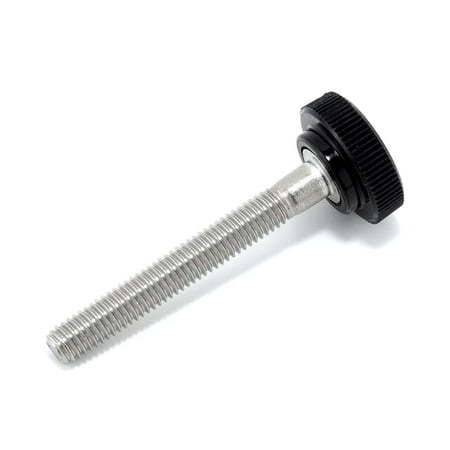 X 1-1/2" Stainless Steel - Black Knurled Round Plastic - Fine Thread - Length: 1.500" - Proudly Built In - Package Of (10)