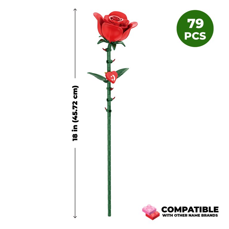 Brickcraft, Bricktanicals Long Stem Rose Building Kit - Walmart.com
