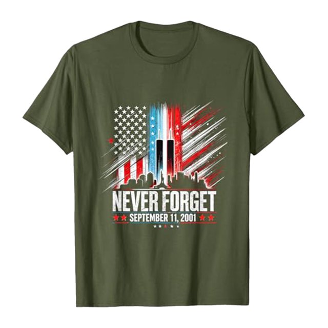 TSADFHJI T-Shirts Graphiques pour Hommes Drôles T-Shirt Journée Commémorative Manches Courtes Col Rond Tendance Mode Florale TG Vert Armée