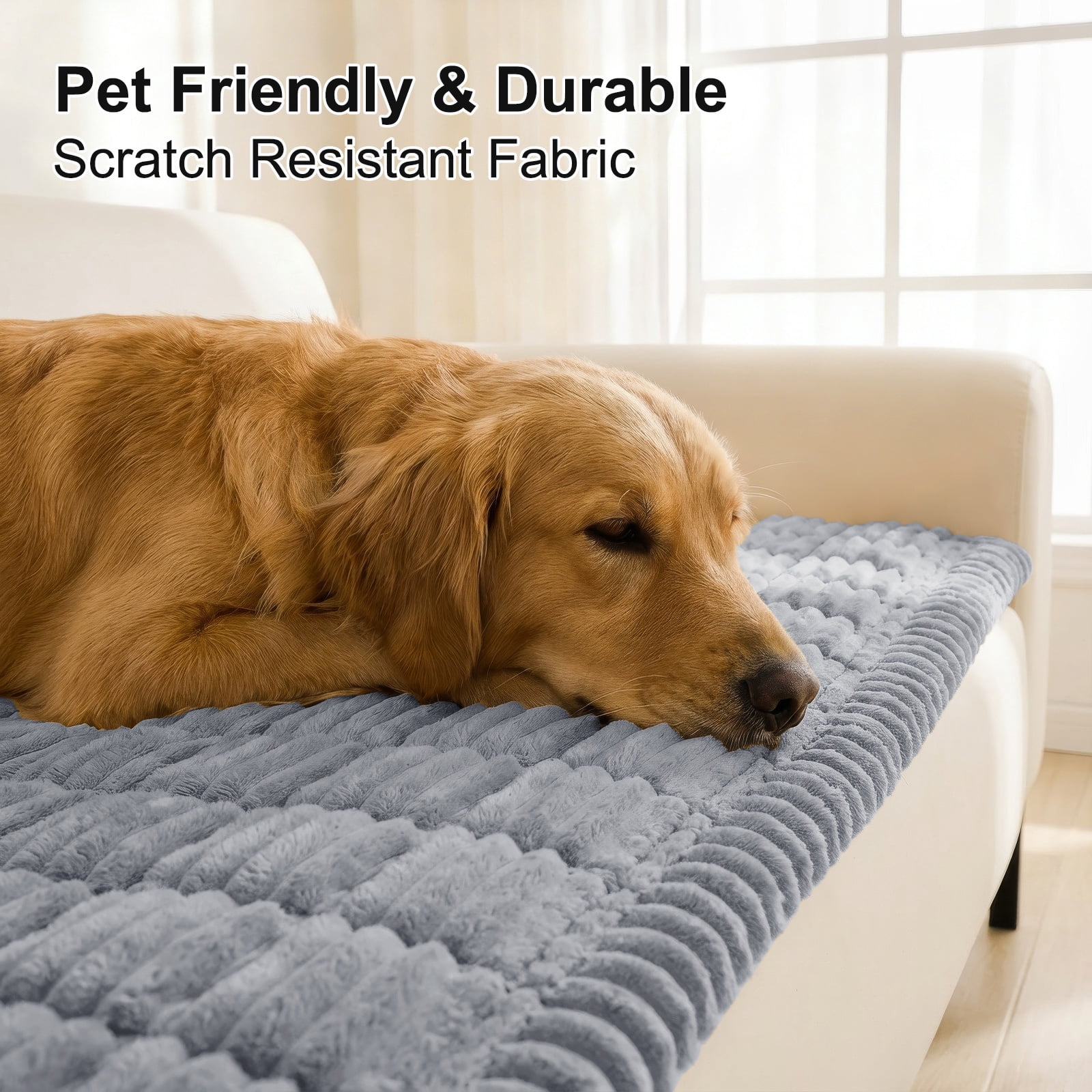 decorUhome Couch Covers for 2 Cushion Couch Sofa, Non Slip Fuzzy Couch Covers for Pets, Washable Slipcover for Dogs(Grey, 27.6" x 59")