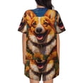 thumbnail image 6 of Daiia Artistic Sunflower Corgi Pattern Womens Pajama Sets Short Sleeve Pajamas for Women Sets Soft Lounge Sets Casual Round Neck Sleepwear PJS-X-Large, 6 of 7