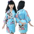 thumbnail image 3 of KYAIGUO Kids Toddler Teen Girls Robes Bathrobe Baby Sleepwear Bathrobe Silk Satin Floral Little Big Girls Pajamas Kids Nightwear for 1-13Y, 3 of 8