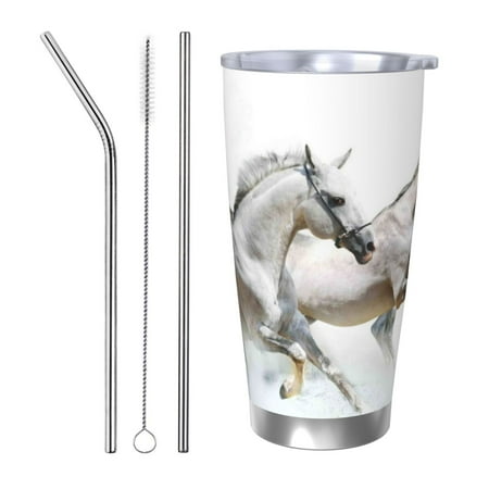 

Tideii Running White Horses for 20OZ Car Cup Stainless Steel Cold and Hot Cup with Lid Suitable for Outdoor and Home Unisex-Straw Three-piece Set
