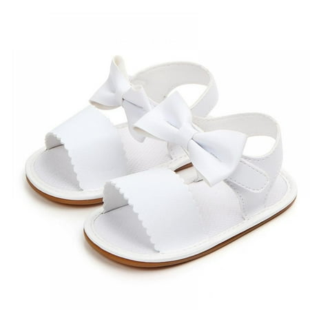 

Newway Summer New Style Baby Girl Bowknot PU Soft Sole Toddler Sandals White 6-12 Months