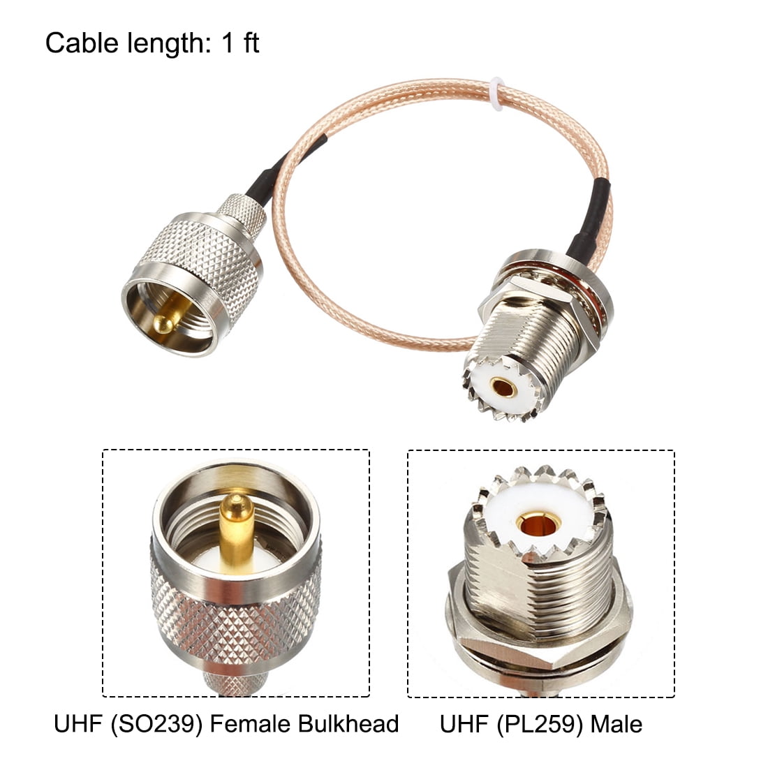 1/3/10feet SO239 UHF PL259 Female Plug to SMA Jack bulkhead RF RG58 Cable 
