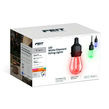 Feit Electric Outdoor 24ft Smart Color Chasing and White Filament String Light