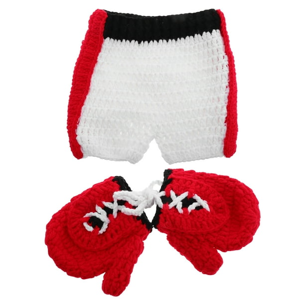 1 set Trajes de boxeo de fotografía recién nacido con guantes pantalones lindo recién nacido
