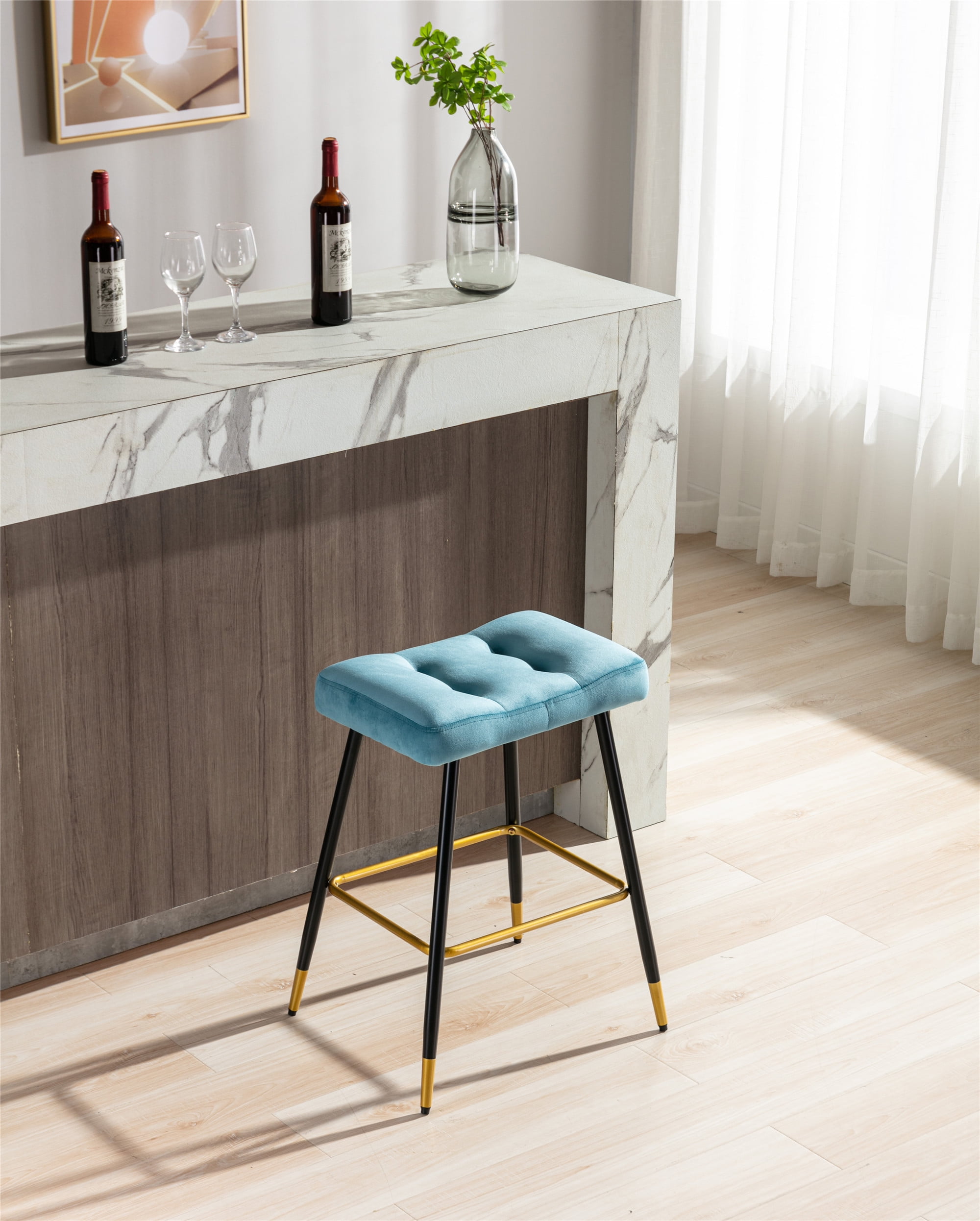 Velvet Bar Stool, Counter Height Dining Chairs Kitchen Dining Cafe