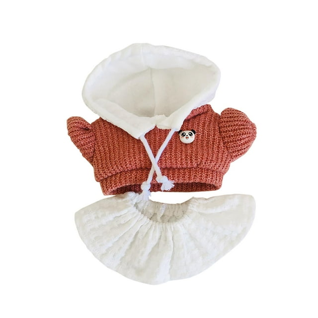 Ropa de muñeca de peluche para muñeca de 20 cm, atuendo de muñeca, bricolaje, juego de simulación, regalo de cumpleaños Naranja