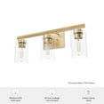 thumbnail image 6 of Hunter - Hartland 3-light Alturas Gold, Medium Size Vanity Light, Dimmable, Transitional Style, for Bedrooms, Dining, Living Rooms - 13078, 6 of 6