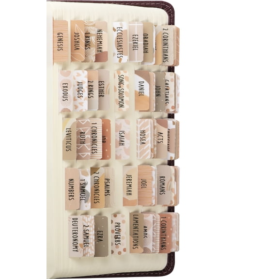 DiverseBee Laminated Index Bible Tabs, Bible Journaling Supplies, 66 Book Tabs and 11 Blank Tabs - Cappuccino Theme