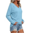 thumbnail image 6 of Horkkom Long Sleeve Shirts for Women Solid Color V Neck T Shirts Casual Loose Basic Tees XXL, 6 of 8