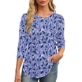 thumbnail image 3 of ALLLIST Summer Womens Tops 3/4 Sleeve Crew Neck Blouse Floral Casual Pullover Clothing for Women, 3 of 7